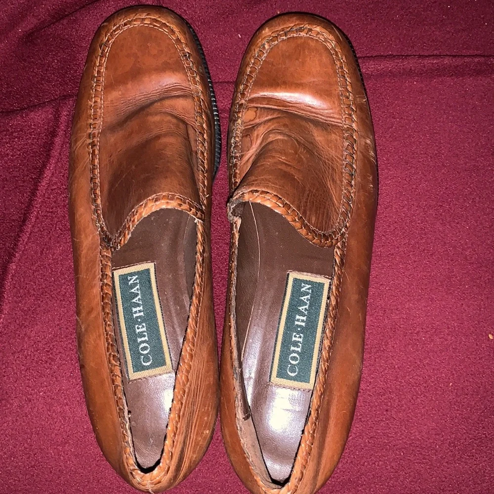 Cole Haan Brown Penny Loafers Leather Slip On Shoes - Picture 2 of 4